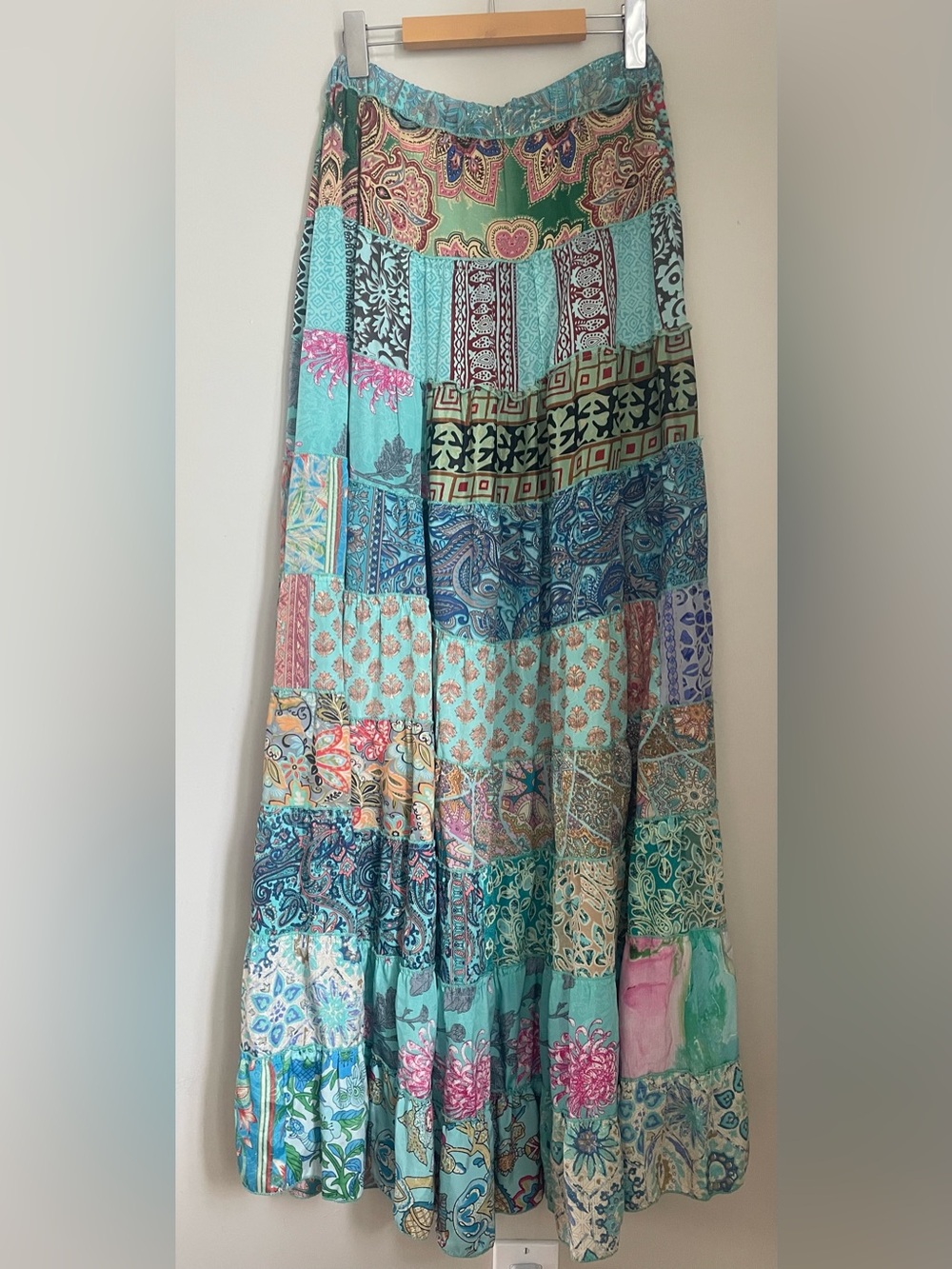 Boho Cottagecore Patchwork Maxi Skirt Size Medium Festival Indie - Picture 4 of 9